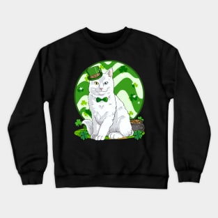 Turkish Angora Cat St. Patricks Day Irish Leprechaun Crewneck Sweatshirt